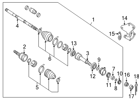 2020 Nissan Pathfinder Drive Axles - Front Bearing-Support Diagram for 39774-3JA1A