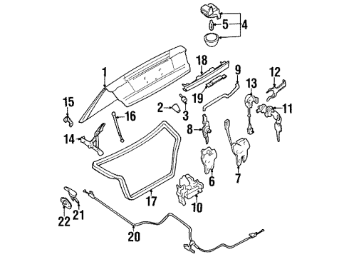 2002 Infiniti G20 Fuel Door Stay Assembly-Trunk Lid Diagram for 84430-2J010