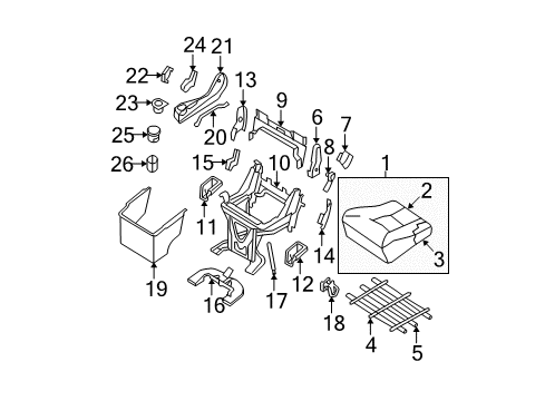 2007 Nissan Quest Rear Seat Components FINISHER-Cushion, Rear Seat RH Diagram for 88332-ZM00A