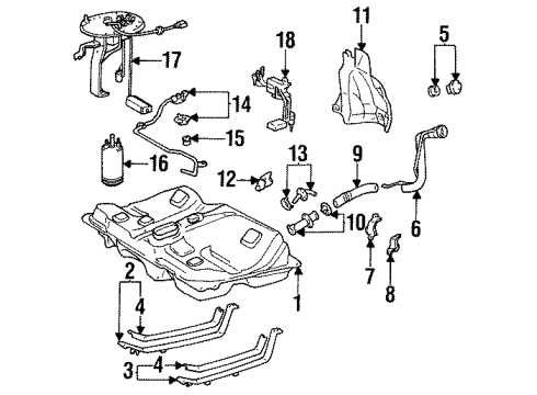 1993 Toyota Celica Fuel Supply Fuel Pump Assembly Diagram for 23221-50020