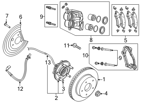 2021 Ram 1500 Brake Components Sensor-Wheel Speed Diagram for 68292050AG
