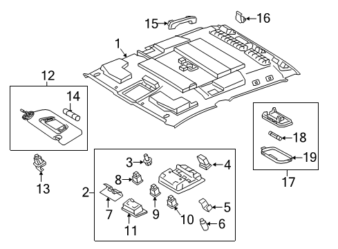 2019 Toyota Tacoma Interior Trim - Cab Headliner Diagram for 63310-04B41-B0