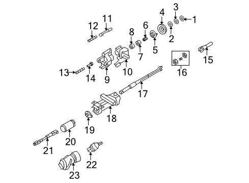 2007 Cadillac SRX Shaft & Internal Components Steering Column-Lower Shaft Diagram for 19168051