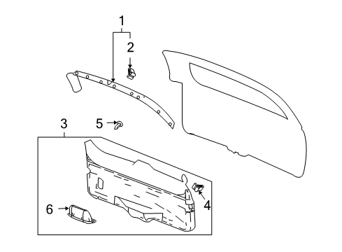 2005 Buick Rainier Interior Trim - Lift Gate Molding Asm-Lift Gate Window Garnish *Cashmere E Diagram for 15115134