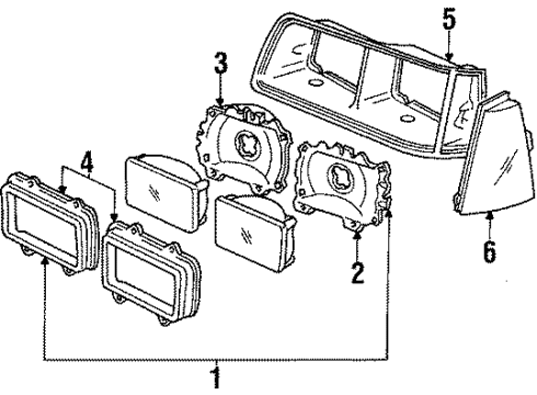 1984 Mercury Cougar Front Lamps Lamp Assembly Diagram for E3DZ13008A