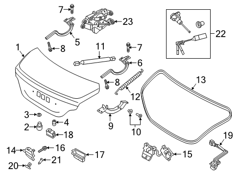 2019 Genesis G70 Trunk Lid Push Button Assembly-T/L Diagram for 818303T000