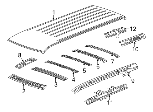 2017 Chevrolet Suburban Roof & Components Windshield Header Diagram for 20985502