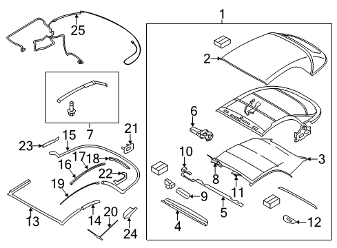 2013 BMW 128i Convertible Top Hydraulic Cylinder, Tensioning Rod Right Diagram for 54347190668