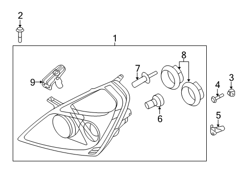 2014 Kia Sedona Headlamps Driver Side Headlight Assembly Diagram for 921014D080
