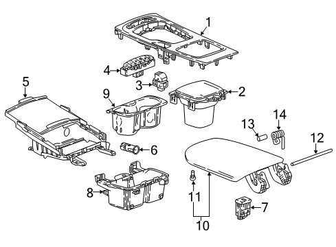 2019 Buick Regal Sportback Center Console Cup Holder Diagram for 39080952