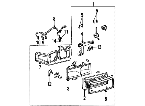 1996 Cadillac DeVille Headlamps Harness Asm-Fwd Lamp Wiring Diagram for 12165563