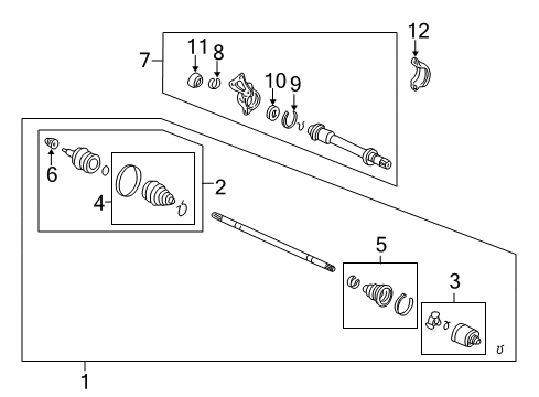 2012 Honda Ridgeline Drive Axles - Front Boot Set, Inboard Diagram for 44017-SZA-A01