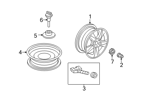 2009 Acura TSX Wheels, Covers & Trim Disk, Aluminum Wheel (17X7) (1/2J) (TPMS) (Kosei) Diagram for 42700-TL2-A92