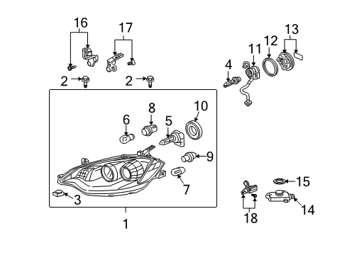 2011 Acura RDX Headlamps Bracket Kit, Driver Side Headlight Mounting (C) Diagram for 06150-STK-A21