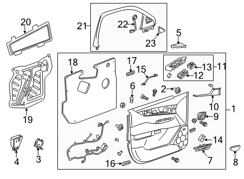 2019 Cadillac Escalade Front Door Lock Assembly Diagram for 13533594