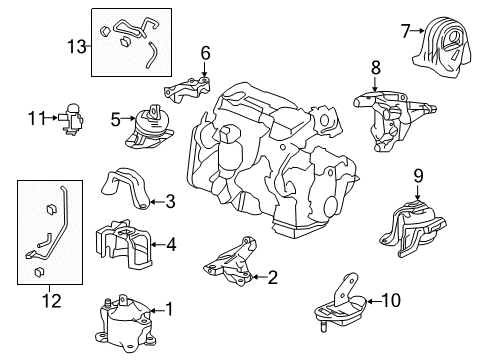 2017 Acura TLX Engine & Trans Mounting Stopper Assembly, Front Diagram for 50835-T2F-A01