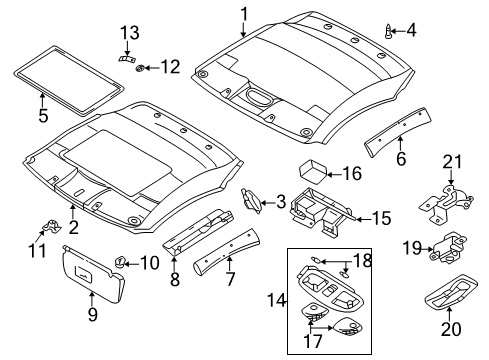 2003 Mitsubishi Eclipse Interior Trim - Roof Arm Visor-SUNVISOR Diagram for MR746233