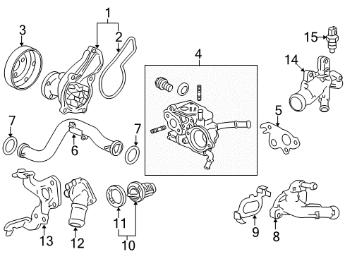 2019 Honda HR-V Water Pump Gasket, Thermostat Case Diagram for 19322-RNA-A01