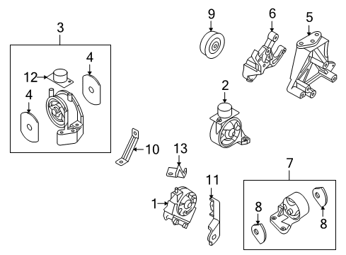 2005 Kia Amanti Belts & Pulleys Engine Support Bracket Assembly Diagram for 2161039005