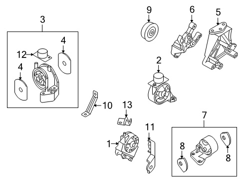 2005 Kia Amanti Belts & Pulleys Front Roll Stay Diagram for 219173F800