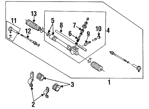 1999 Nissan Sentra P/S Pump & Hoses, Steering Gear & Linkage Socket Kit-Tie Rod, Outer Diagram for 48520-0M025