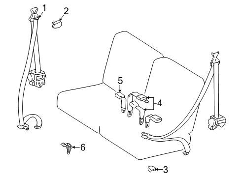 2006 Lexus LX470 Seat Belt Anchor Plate Diagram for 73709-60040