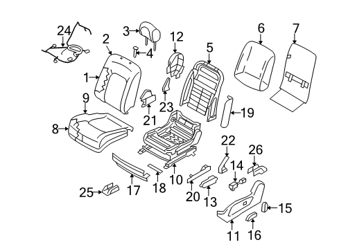 2013 Nissan Murano Driver Seat Components Cover-Seat Slide Outer, LH Diagram for 87557-1AA0A