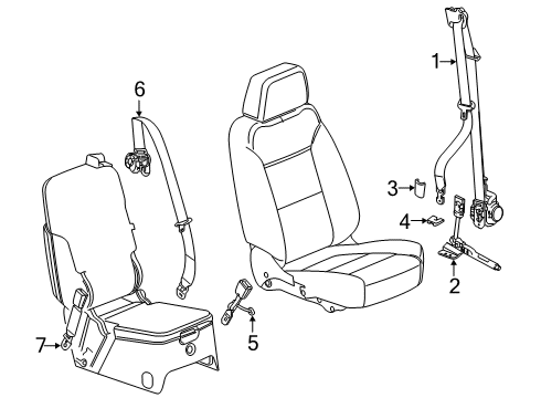 2019 GMC Sierra 1500 Seat Belt Center Belt Assembly Diagram for 84512928