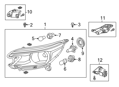 2014 Honda CR-V Bulbs Light Assembly, L Head Diagram for 33150-T0A-A01