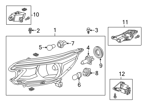 2014 Honda CR-V Bulbs Replacement Stay Kit C, R. Headlight Diagram for 06100-T0A-A21