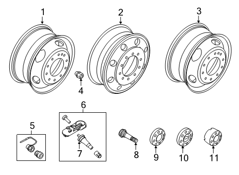 2019 Ford F-350 Super Duty Wheels Wheel, Steel Diagram for 9C3Z-1007-D