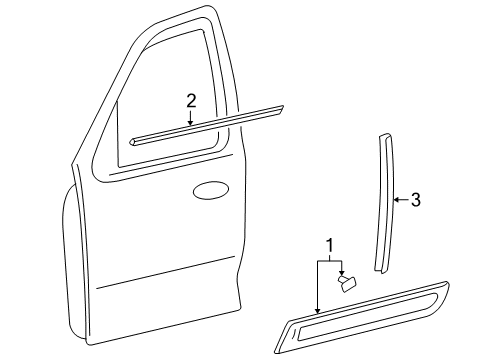 2006 Mercury Mariner Exterior Trim - Front Door Rocker Molding Clip Diagram for 1L8Z-7820806-CA