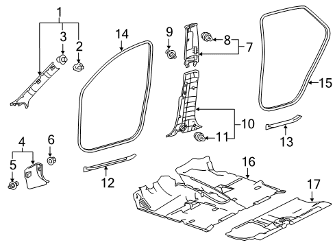 2017 Lexus NX200t Interior Trim - Pillars, Rocker & Floor GARNISH Assembly, Front Pillar Diagram for 62210-78010-A1