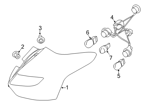 2014 Ford Focus Bulbs Tail Lamp Assembly Diagram for DM5Z-13405-C