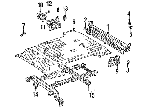 1995 Toyota Land Cruiser Rear Body Panel, Floor & Rails Floor Pan Reinforcement Diagram for 57638-60010