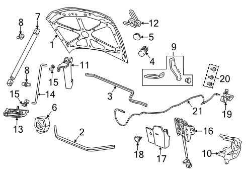 2015 Chevrolet Caprice Hood & Components Release Handle Diagram for 92273973