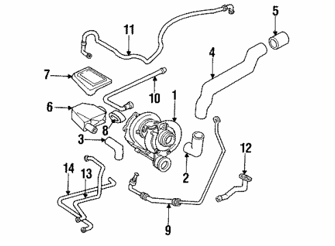 1993 GMC Typhoon Turbocharger Turbocharger/Supercharger Cooling Pipe Diagram for 15637959