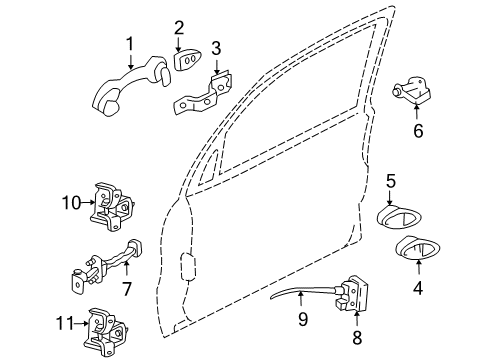 2006 Ford Escape Rear Door - Lock & Hardware Handle, Inside Diagram for 6L8Z-7826602-BA