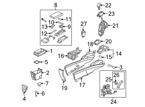 2009 Honda Civic Heated Seats Escutcheon, Console Diagram for 54710-SNC-A82