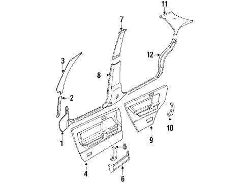 1989 Hyundai Sonata Interior Trim Trim Assembly-Center Pillar Upper RH Diagram for 85841-33400-BV