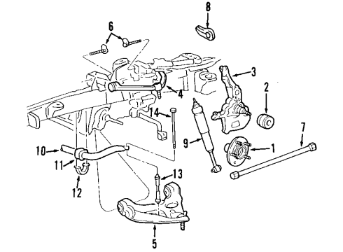2010 Ford Ranger Front Suspension Components, Lower Control Arm, Upper Control Arm, Stabilizer Bar, Torsion Bar Bushings Diagram for 2L5Z-5484-AA