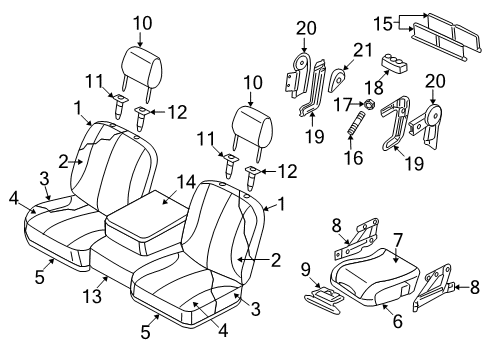 2008 Dodge Ram 1500 Power Seats Front Seat Back Passenger Cover Diagram for 1FF091D5AA