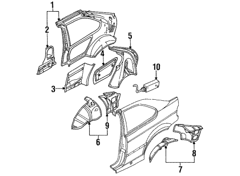 1997 BMW 318ti Inner Structure - Quarter Panel Right Rear Inner Wheelhouse Diagram for 41148189978