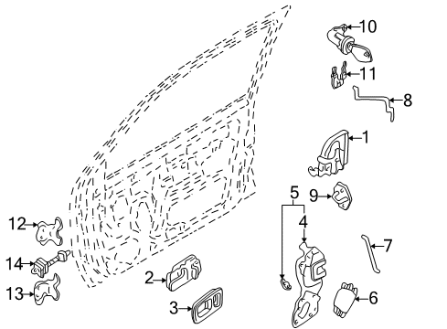 2002 Nissan Quest Front Door Front Door Outside Handle Assembly, Right Diagram for 80606-7B012