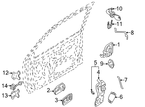 2002 Nissan Quest Front Door Front Right Door Lock Actuator Diagram for 80500-2Z300