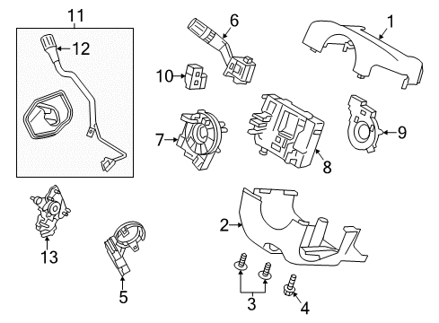 2017 Ford Police Interceptor Sedan Shroud, Switches & Levers Shift Bowl Diagram for DG1Z-7210-F