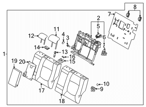 2021 Kia Seltos Rear Seat Components Guide Assembly-R/S H/RES Diagram for 89770K0000WK