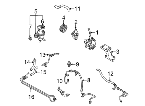 2006 Ford Escape P/S Pump & Hoses, Steering Gear & Linkage Return Hose Diagram for 6L8Z-3A713-A