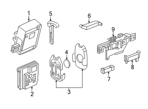 2021 Chevrolet Silverado 2500 HD Keyless Entry Components - Body Electrical Transmitter Diagram for 13577765