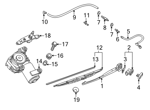 1999 BMW 528i Wiper & Washer Components Windshield Wiper Motor Diagram for 67638360603